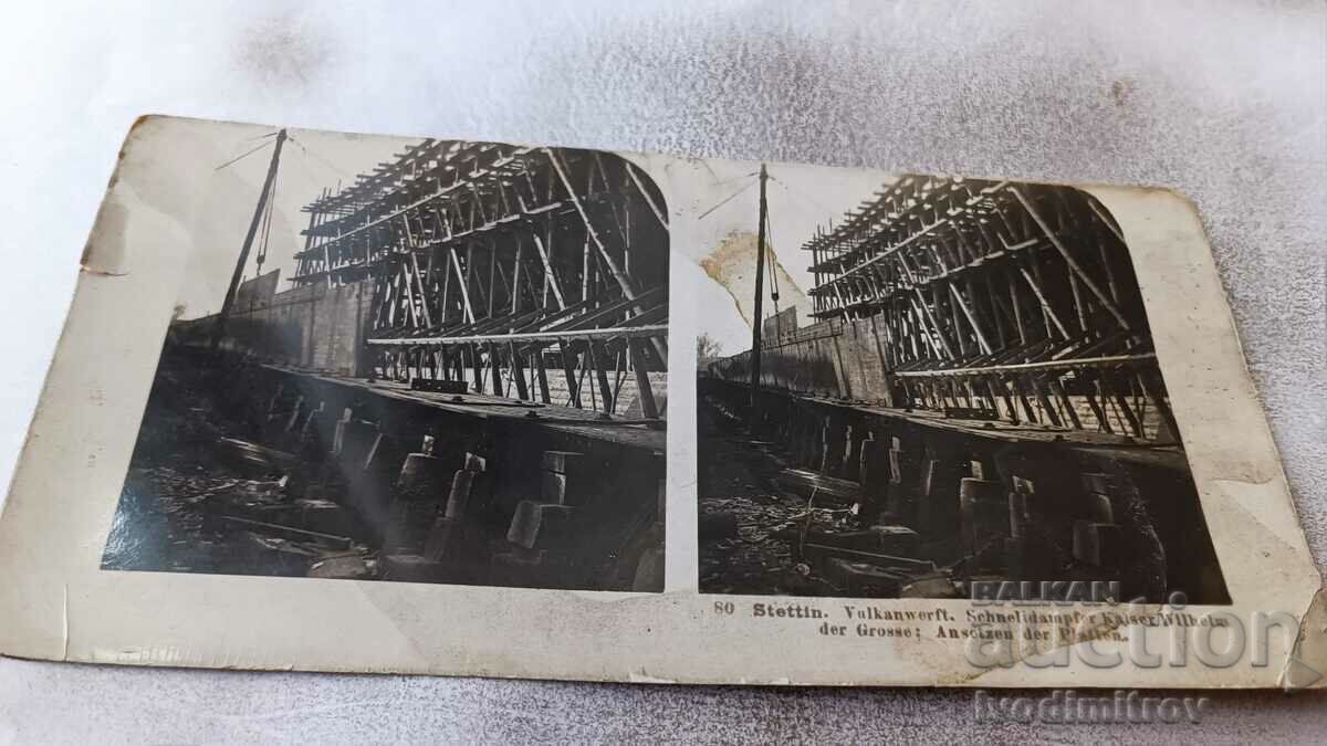 Стереокартичка Stettin Am Fischbollwerk 1903