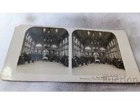 Стереокартичка Der Rhein Wiesbaden Wandelhalle 1903