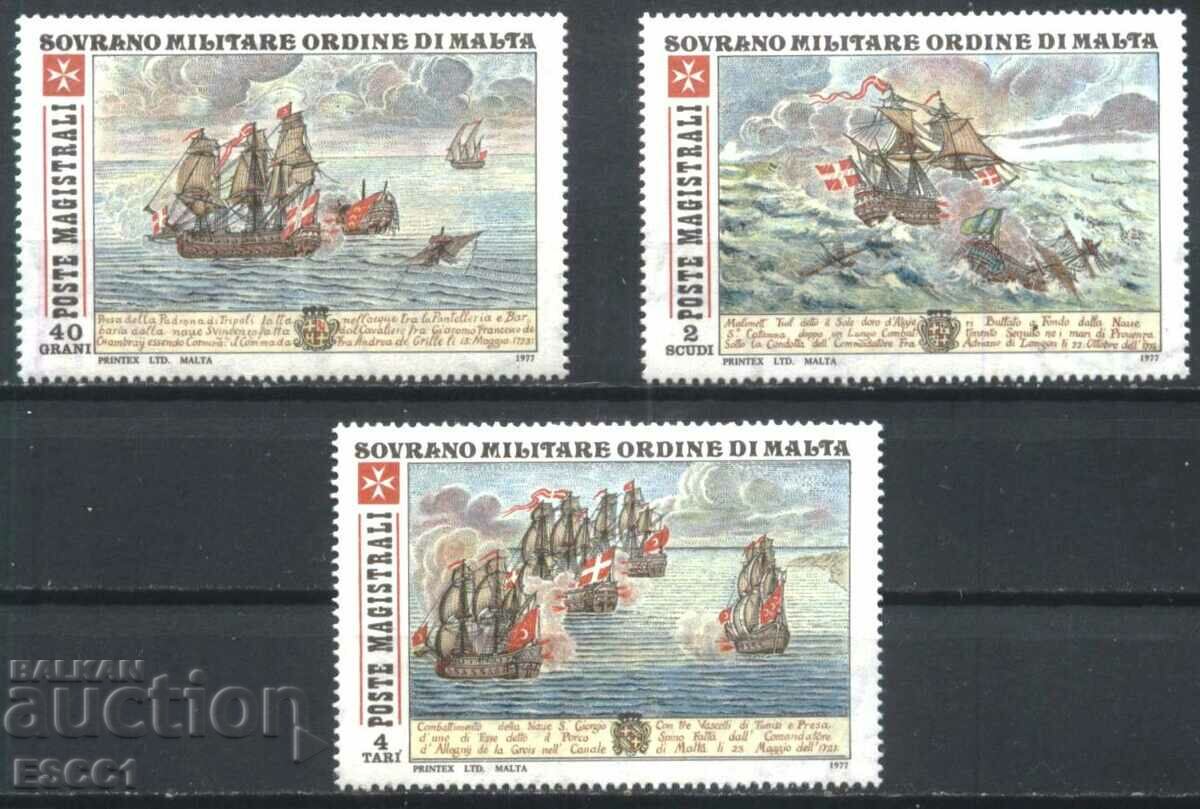 Καθαρά γραμματόσημα Battle Ships 1977 του Sovereign Order of Malta