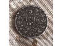 Bulgaria 2 leva 1943 fier! Rar! K#33