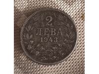 Bulgaria 2 leva 1943 fier! Rar! K#34