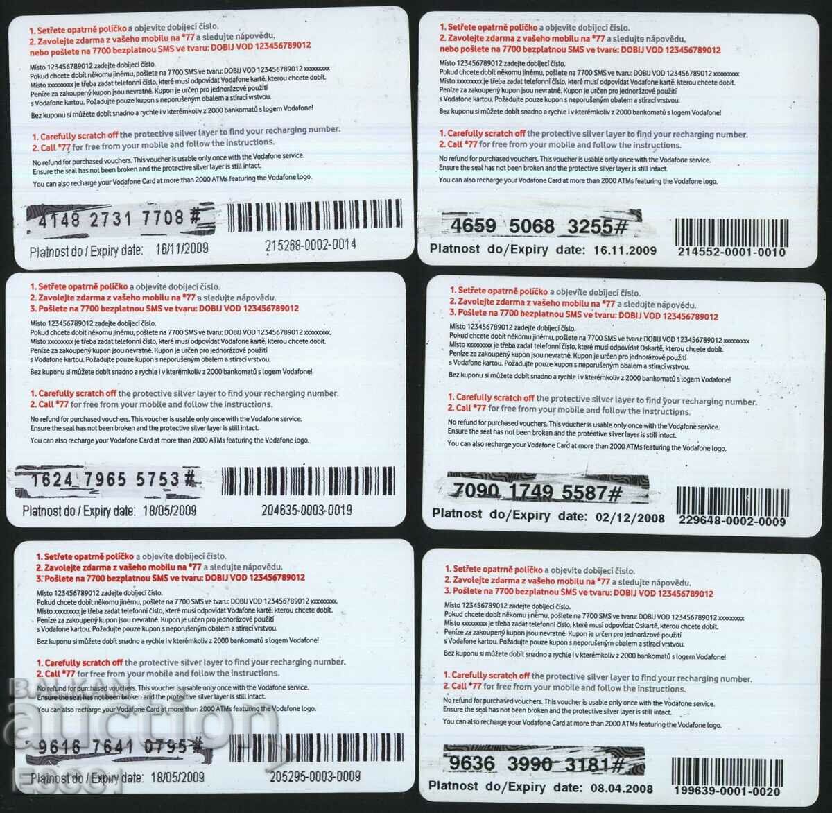 6 phonocards 2008 2009 from the Czech Republic FC43 - FC48 with price 3.60 BGN | € 1.84 6 phonocards 2008 2009 from the Czech Republic FC43 - FC48 with price 3.60 BGN | € 1.84