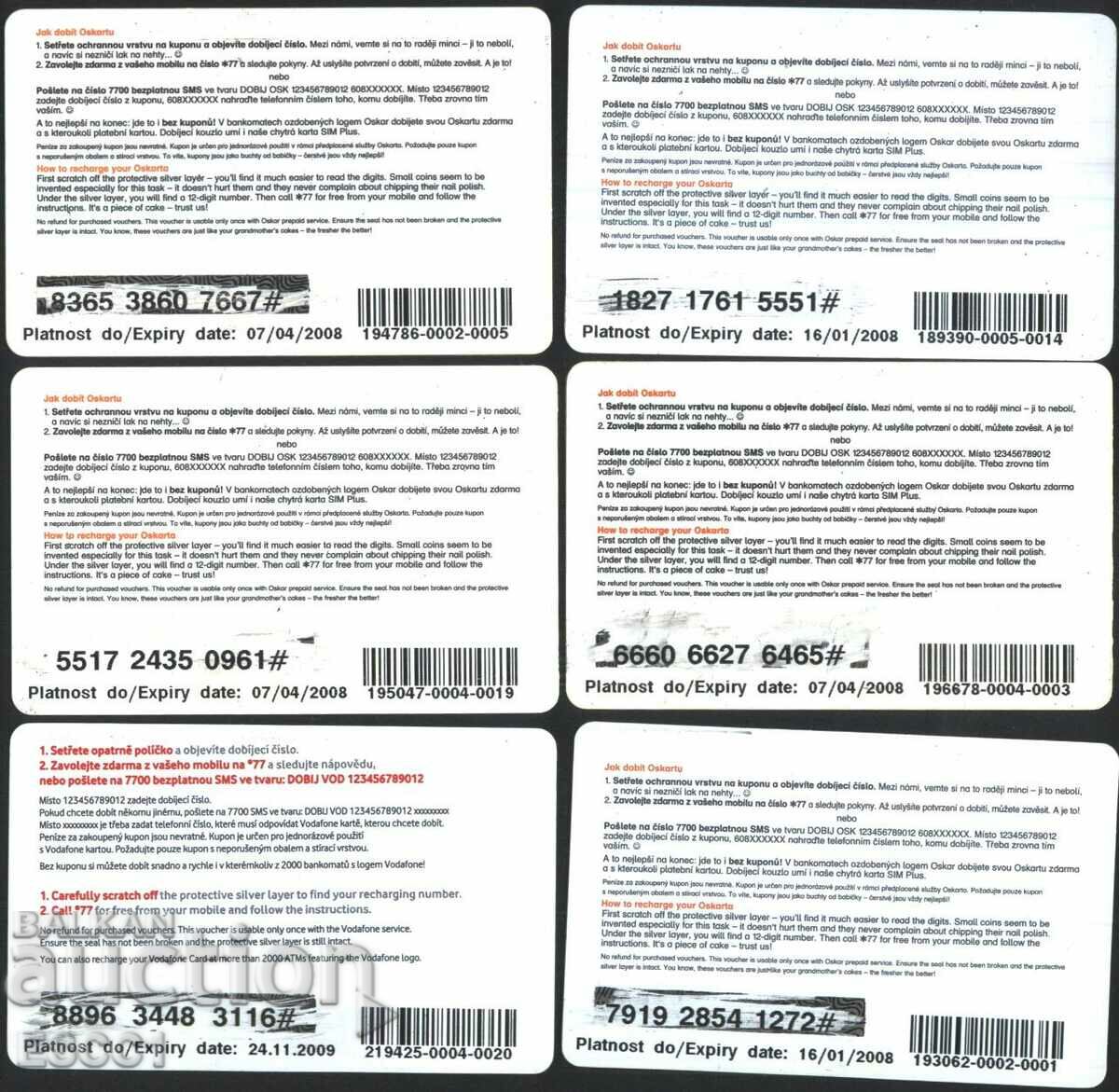 6 phonocards 2008 2009 from the Czech Republic FC49 - FC54 with price 3.60 BGN | € 1.84 6 phonocards 2008 2009 from the Czech Republic FC49 - FC54 with price 3.60 BGN | € 1.84