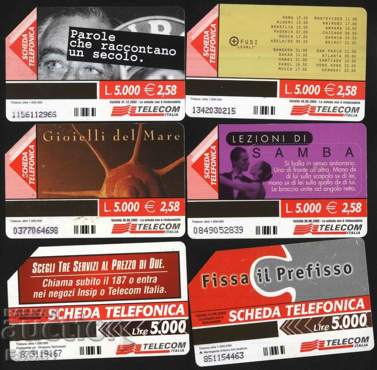 6 phono cards 2000 2001 2002 2003 from Italy FC67 - FC72 with price 3.60 BGN | € 1.84