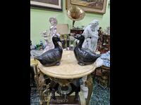 A pair of antique French brass figures