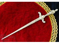 Antique dagger with the figure of a Knight Templar.