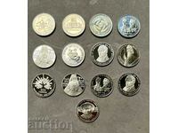 Лот ОТЛИЧНИ 13 юбилейни никел монети 1980-те от 5 лева