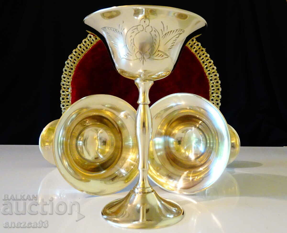 Αγγλικό μπρούτζινο ποτήρι, πολυτελή φλιτζάνια, χαραγμένα - 6 Αγγλικό μπρούτζινο ποτήρι, πολυτελή φλιτζάνια, χαραγμένα - 6