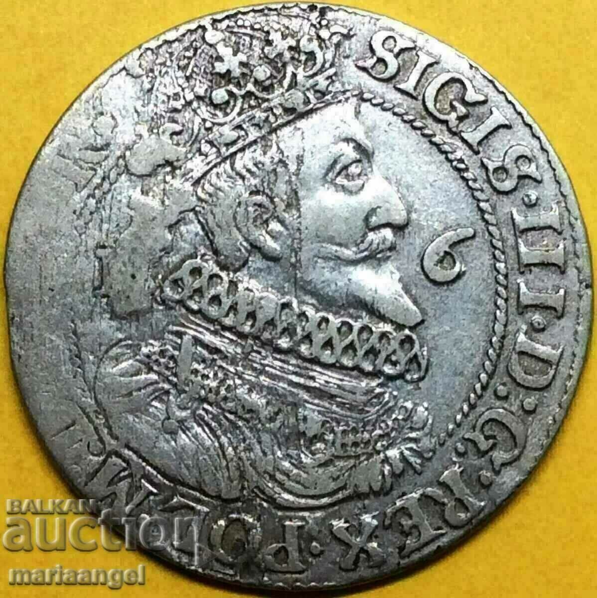 Polonia 1/4 Thaler Orth Sigismund III Vas mare argint