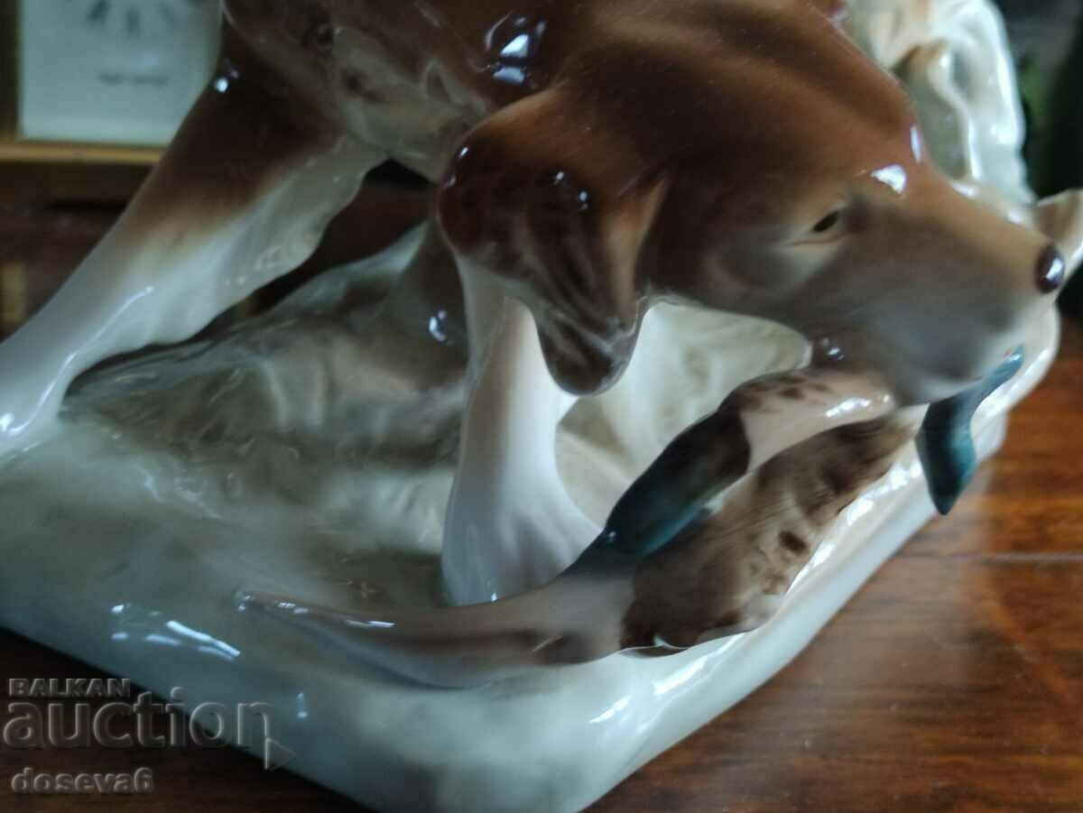 Vintage Royal Dux Glazed Hunting Dog Figurine - 5 Vintage Royal Dux Glazed Hunting Dog Figurine - 5