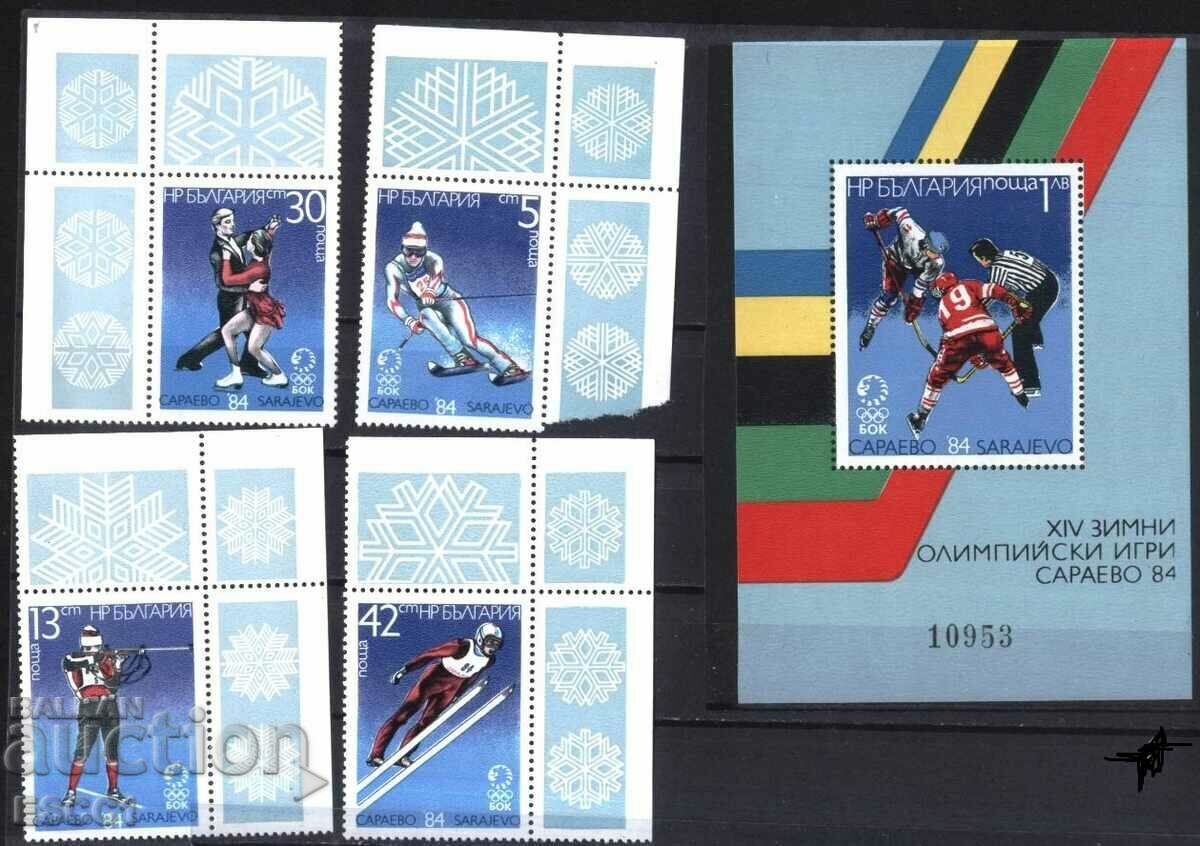 Clean stamps and block Olympic Games Sarajevo 1984 from Bulgaria