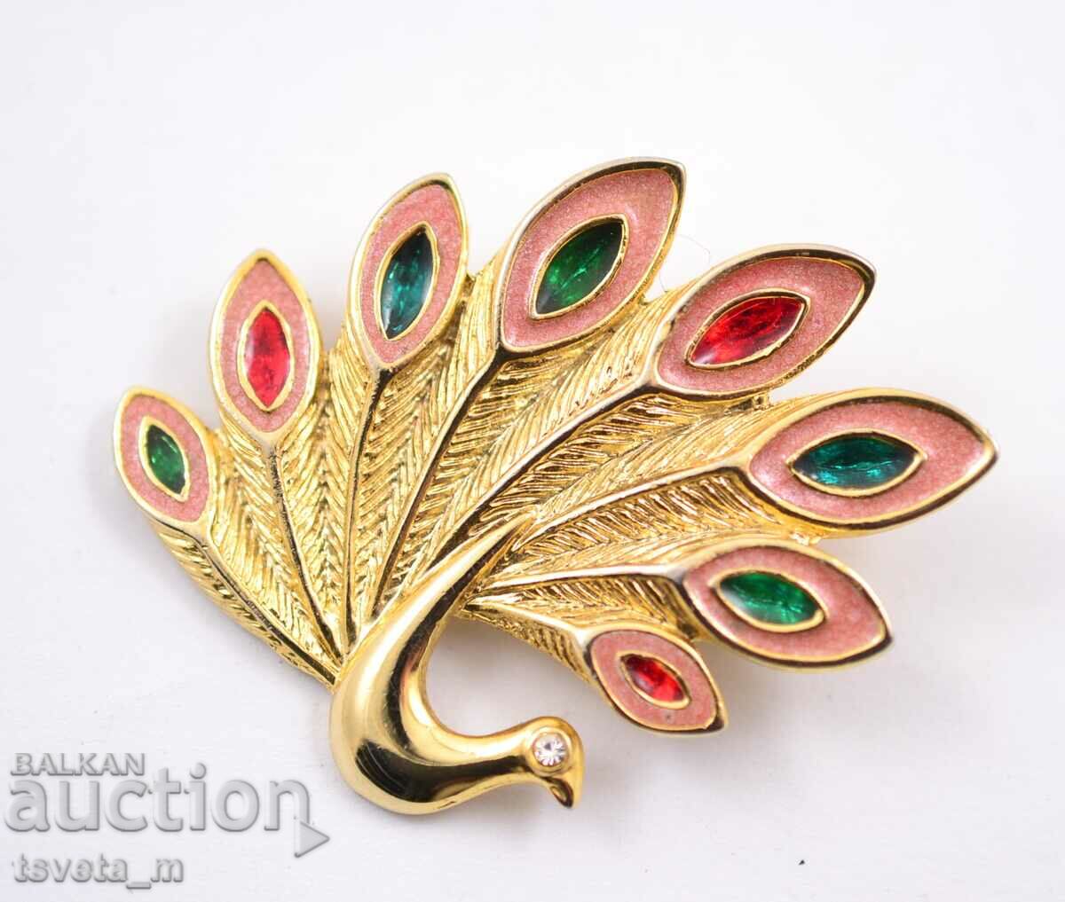 Antique peacock brooch