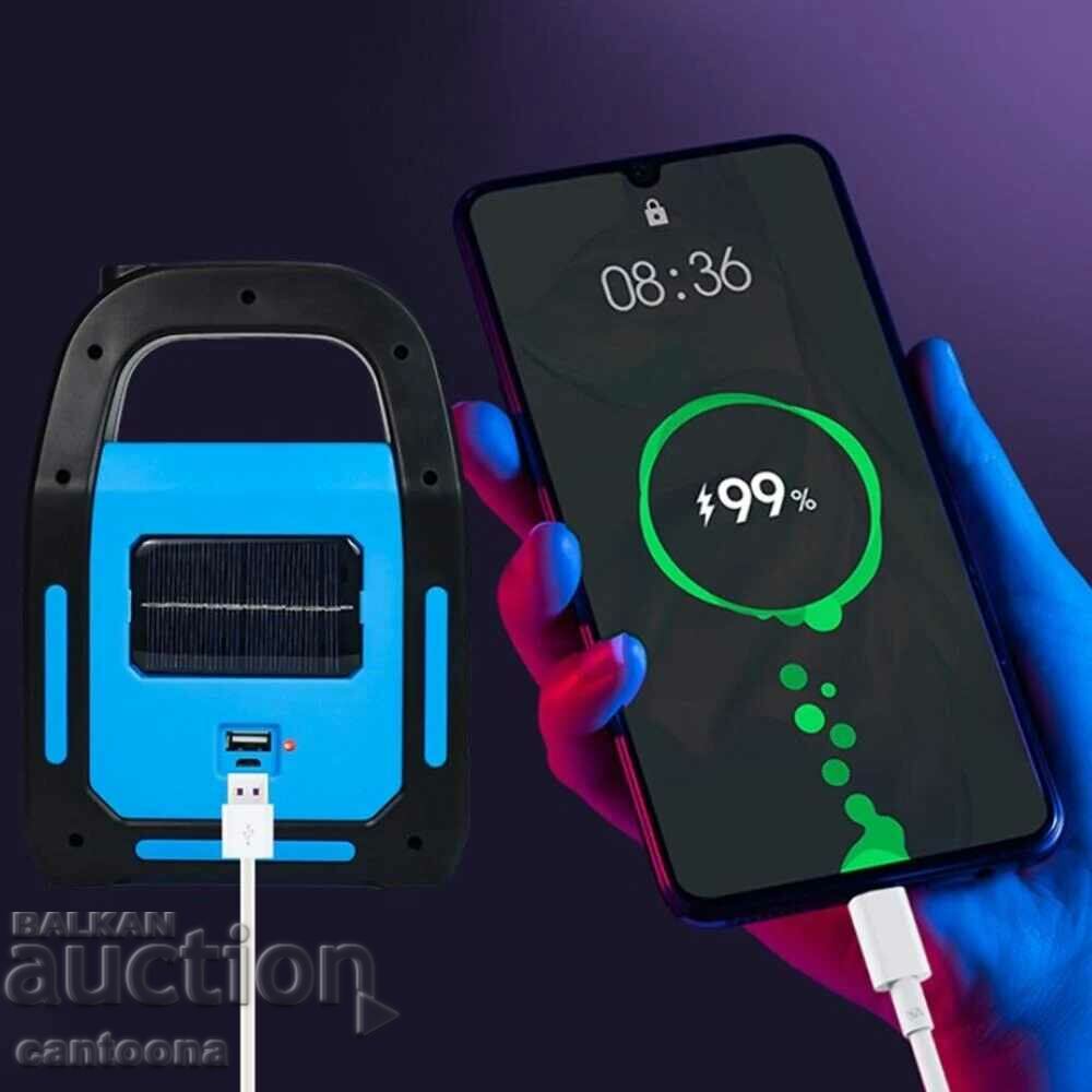 Licitație Lanternă solară de camping - lampă de lucru, port USB, HB-9707A-1