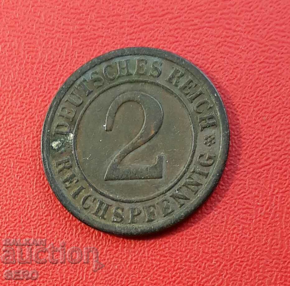 Γερμανία-2 pfennig 1925 E-Muldenhüten