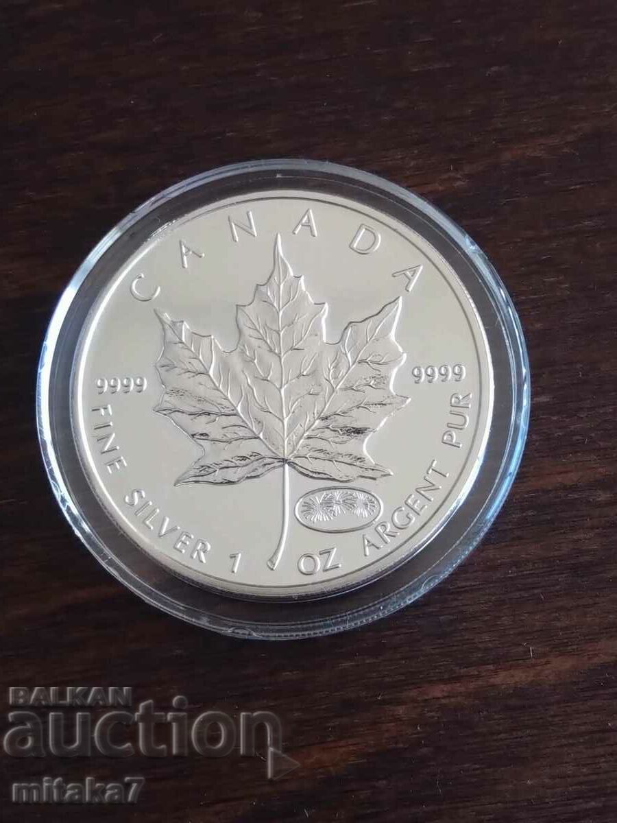 Moneda de argint din frunza de arțar canadian, 1 oz, 2000