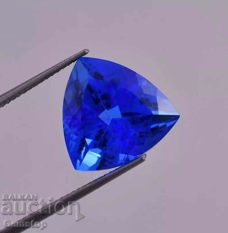 BZC! 9.80 carat natural tanzanite trillion cert.GGL from 1 st!