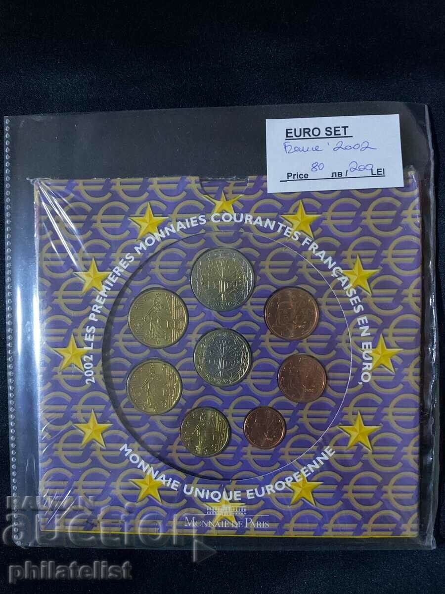 Franța 2002 -Setul complet de euro bancar de la 1 cent la 2 euro