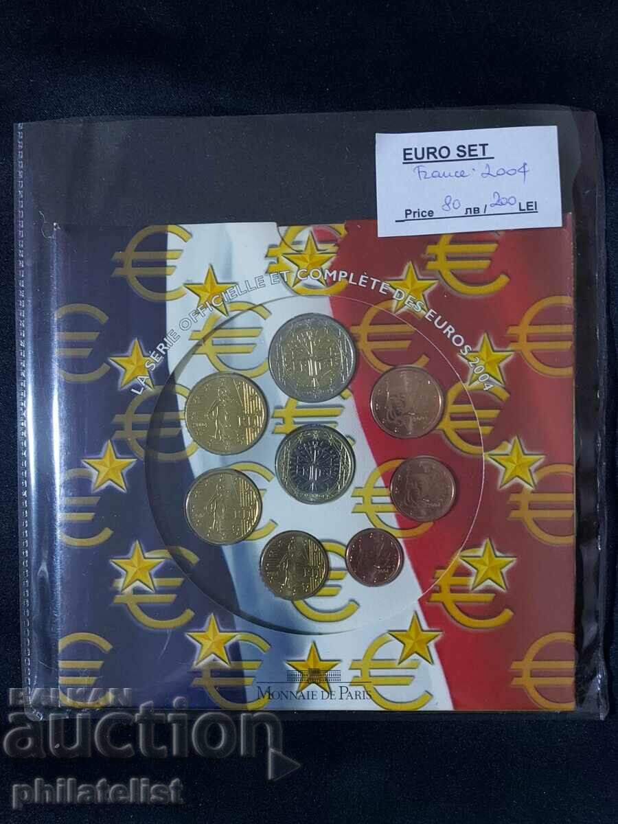 Franța 2004 -Setul complet de euro bancar de la 1 cent la 2 euro