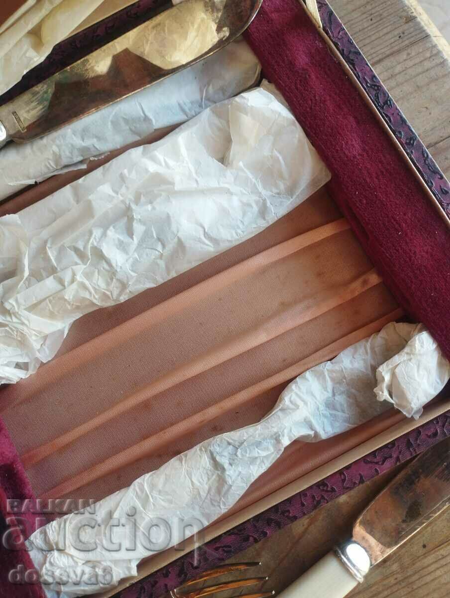 ✨ Set de tacâmuri vintage, englezești, placate cu argint în cutie - 5