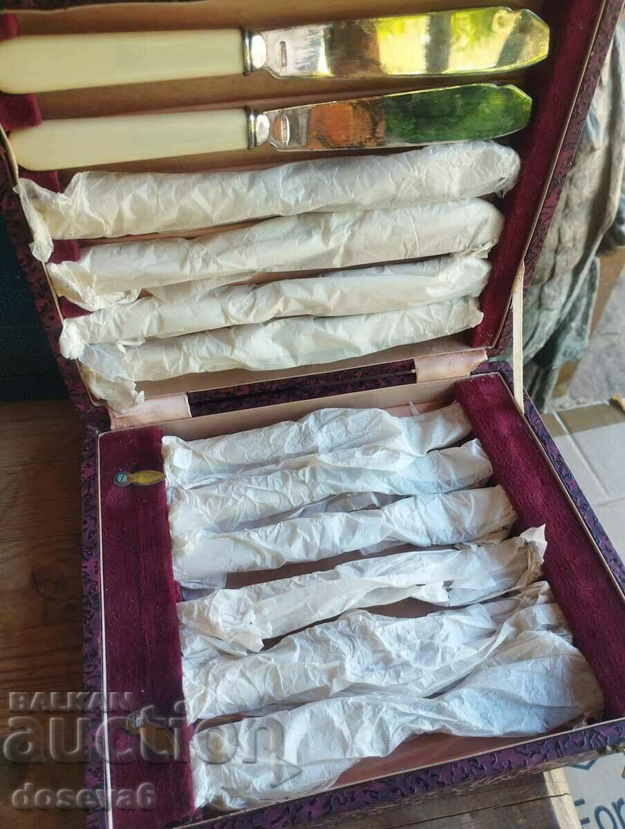 ✨ Set de tacâmuri vintage, englezești, placate cu argint în cutie - 6