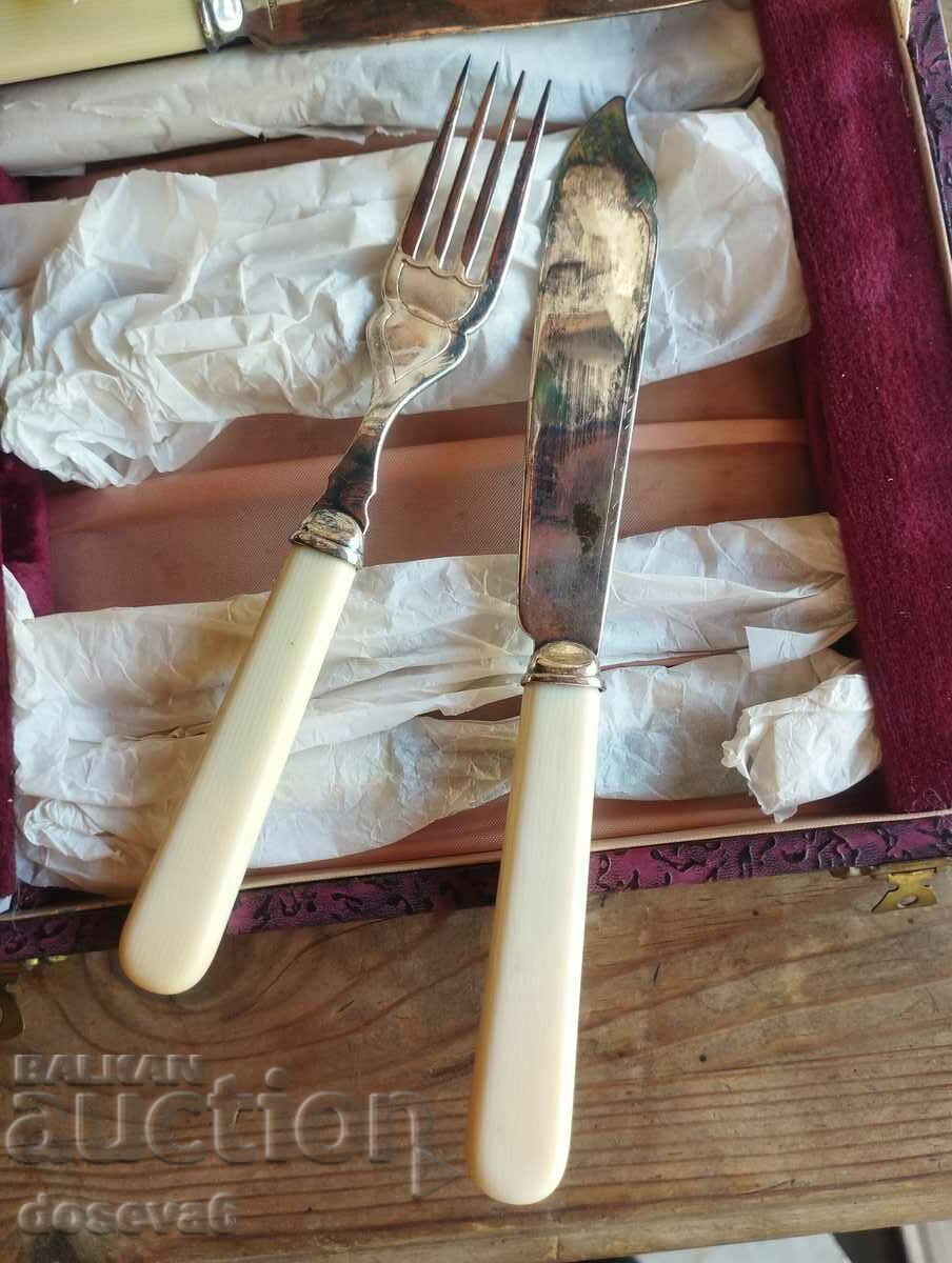 ✨ Set of vintage, English, silver-plated cutlery in a box