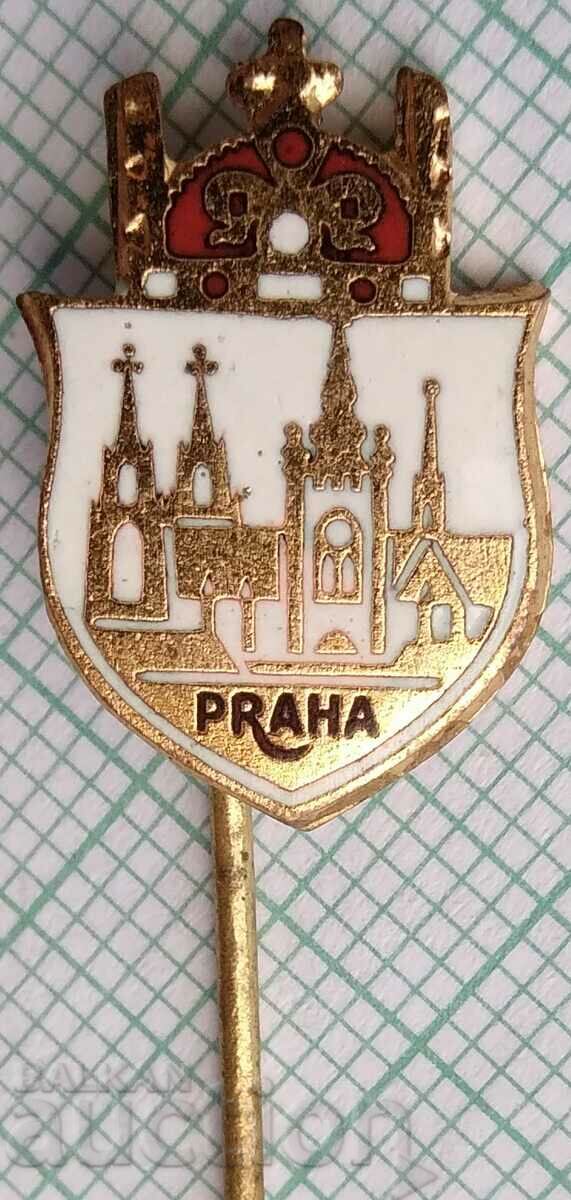 16916 Insigna - stema orașului Praga - email bronz