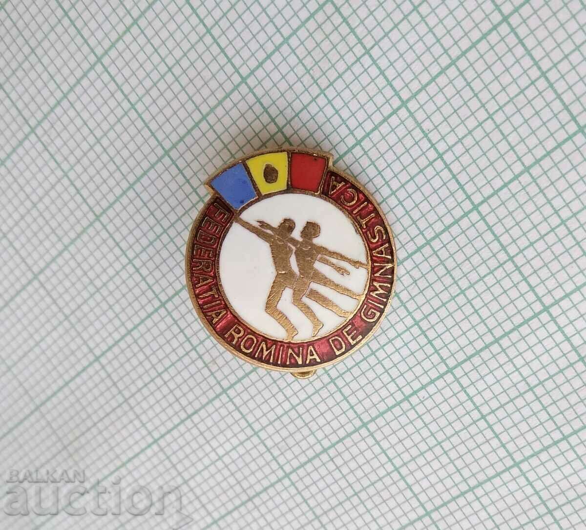 Auction 16931 Badge - Romanian Gymnastics Federation - bronze enamel Auction 16931 Badge - Romanian Gymnastics Federation - bronze enamel
