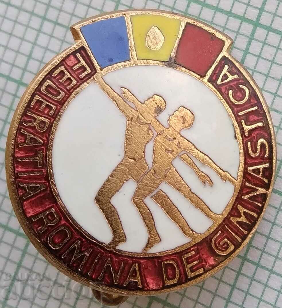 16931 Badge - Romanian Gymnastics Federation - bronze enamel