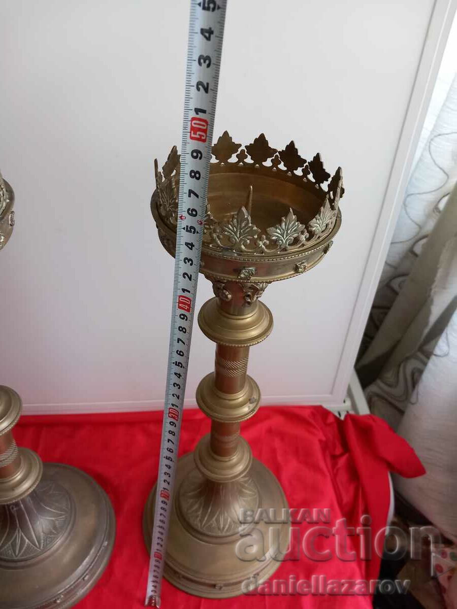 Old Enthroned CHURCH Candlesticks - 6 Old Enthroned CHURCH Candlesticks - 6