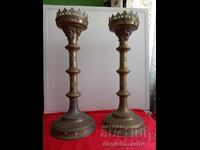 Old Enthroned CHURCH Candlesticks