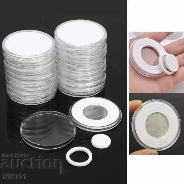 50 pcs. Sealers for coins, capsules for coins, pads