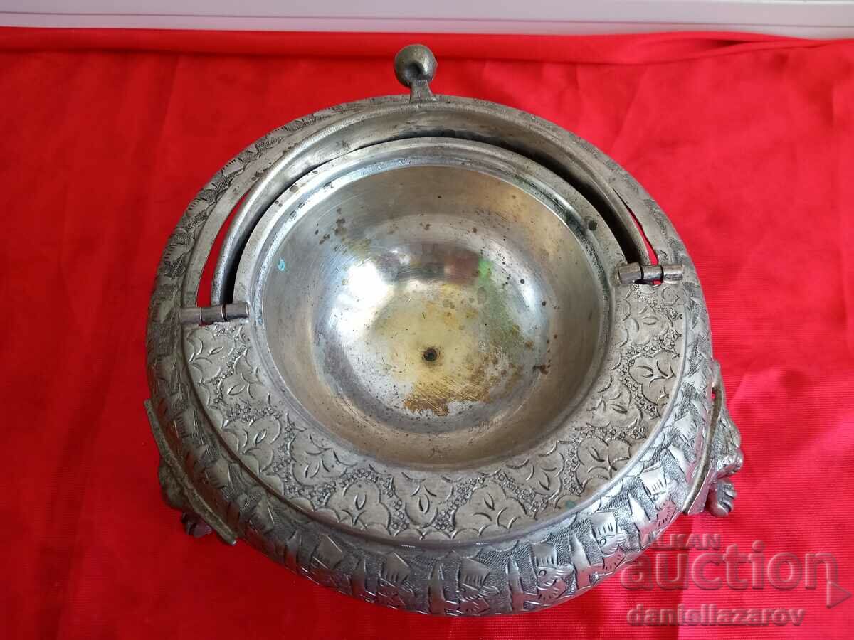 Delivery of Large Antique Silver Plated PERSIAN Caviar DISH, Sweet Delivery of Large Antique Silver Plated PERSIAN Caviar DISH, Sweet