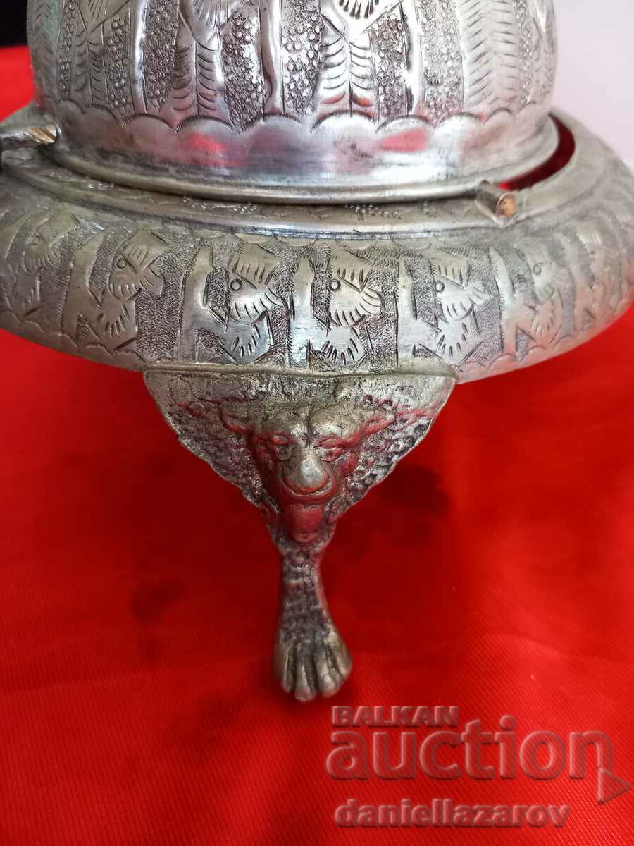 Large Antique Silver Plated PERSIAN Caviar DISH, Sweet - 5 Large Antique Silver Plated PERSIAN Caviar DISH, Sweet - 5