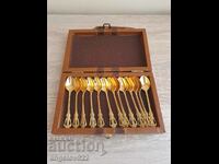 13 coffee spoons with gold plating!