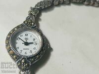 Silver and marcasite, marked, clock, from aunt's dresser