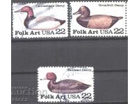 Stamped Stamps Folk Art Birds Ducks 1985 from USA