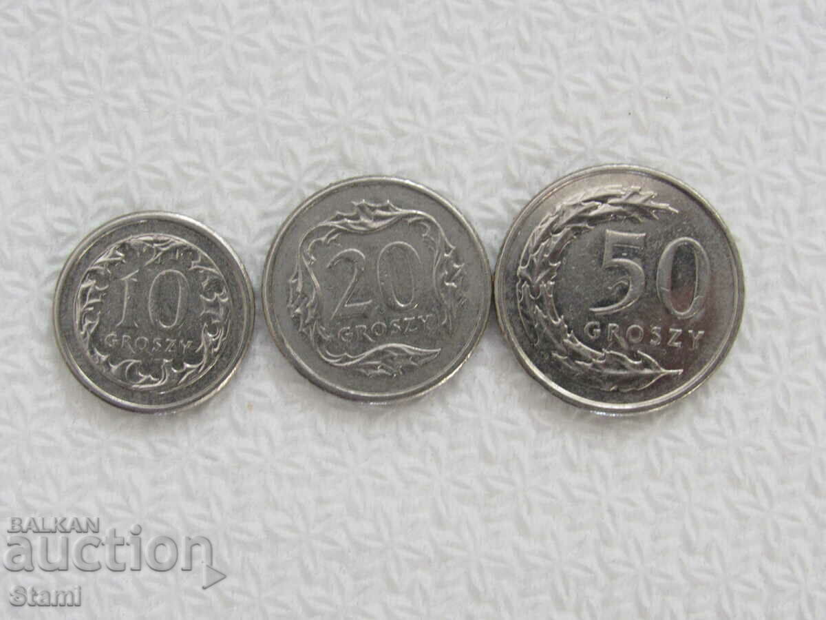 Set 10, 20, 50 groszy, Poland, 163W with price 2.20 BGN | € 1.12 Set 10, 20, 50 groszy, Poland, 163W with price 2.20 BGN | € 1.12