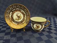 Porcelain double set with hunting motifs