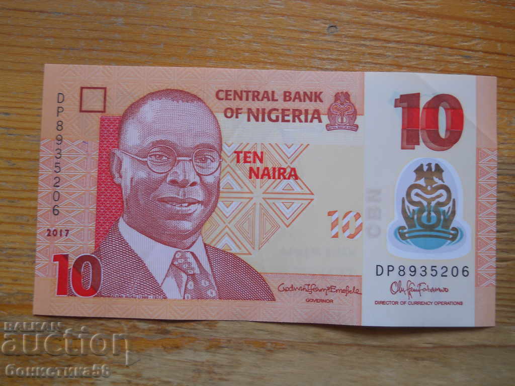 10 Naira 2017 (polimer) - Nigeria (UNC)