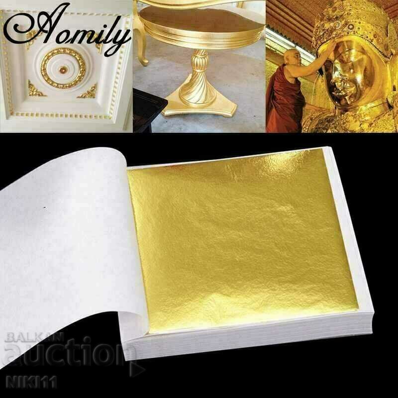 100 pcs. Gold foil, varak 8x8 cm.