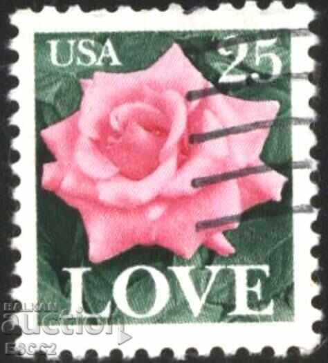 Stamped stamp Love Rose 1988 from the USA