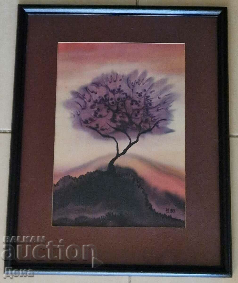 Frumoasă pictură pe mătase 1990.