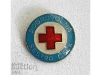 OLD CZECHOSLOVAKIA BADGE - RED CROSS VOLUNTEER SISTER