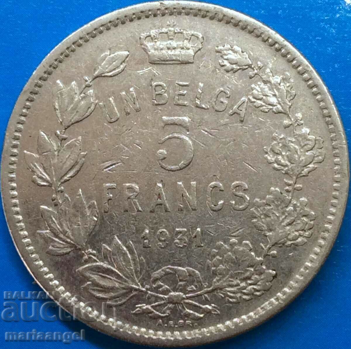 5 franci 1931 Belgia monet Franța nichel