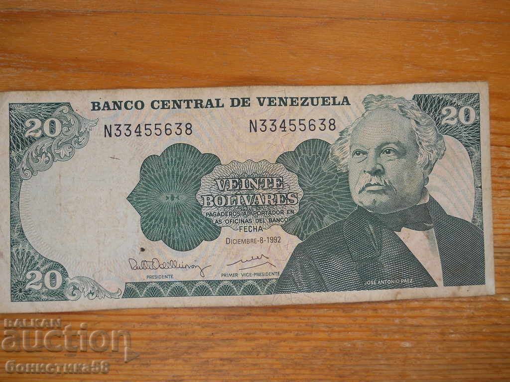 20 bolivars 1992 - Venezuela ( VF ) 20 bolivars 1992 - Venezuela ( VF )