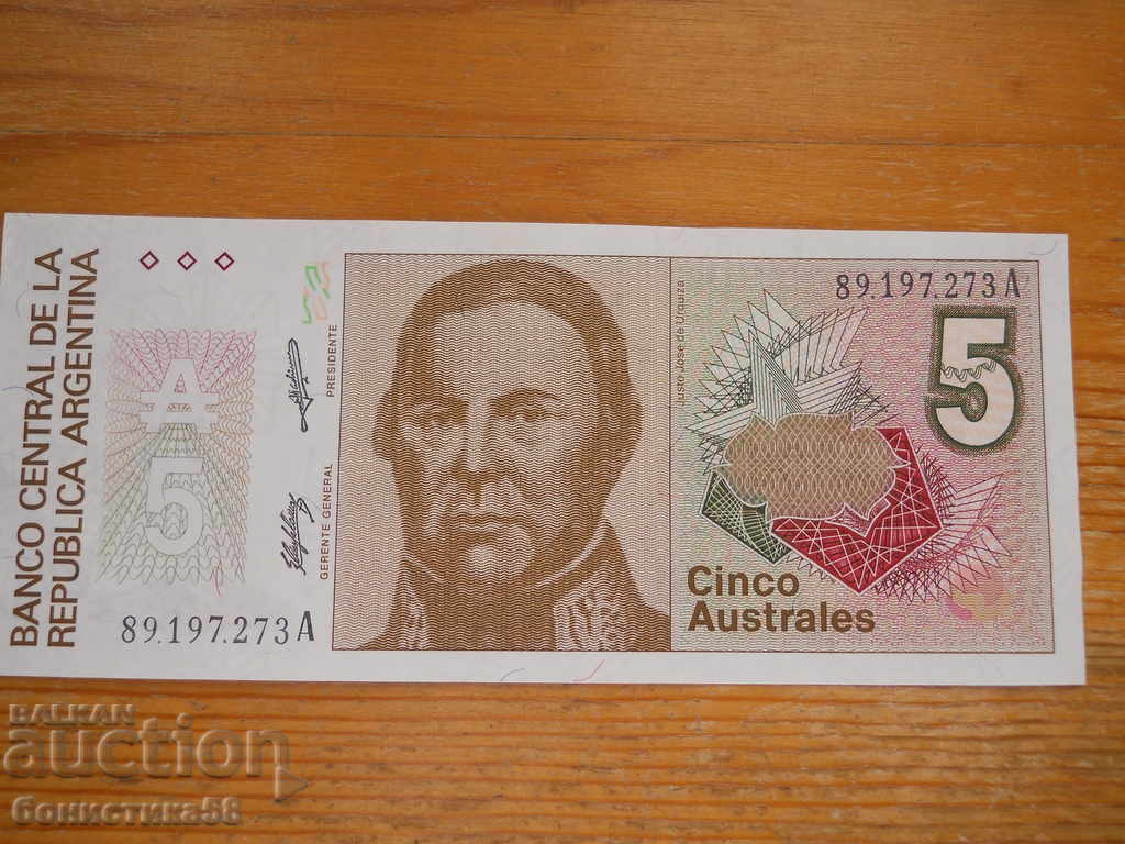 5 Australia 1986 - Argentina (UNC)