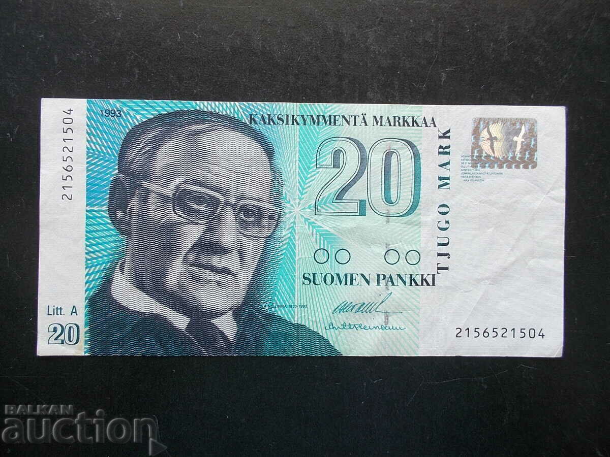 ФИНЛАНДИЯ , 20 марки , 1993 , XF-