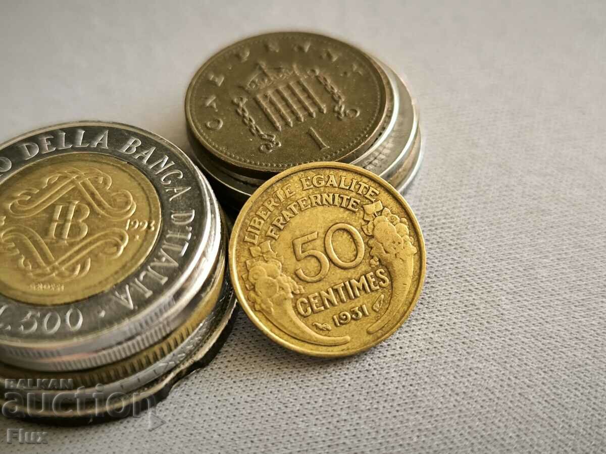 Monedă - Franța - 50 centimes | 1931