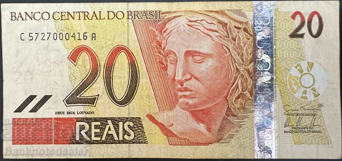 Βραζιλία 20 Real 2002 Pick 250e Ref 0416