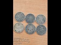 LOT OF SILVER COINS 50 CENTS RIB SILVER COIN 6 pcs.